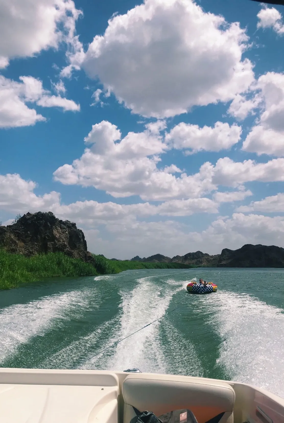 Scenic view of the Colorado River in Yuma with recreational boat